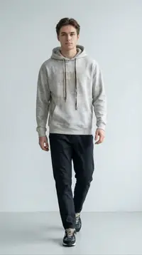 Мужское худи – светло-серый эффект «Tie-Dye» с вышивкой view 1