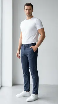 Мужские зауженные брюки – темно-синий меланж view 1