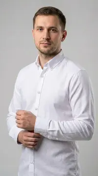 Мужская приталенная рубашка Slim Fit (White Oxford) view 1