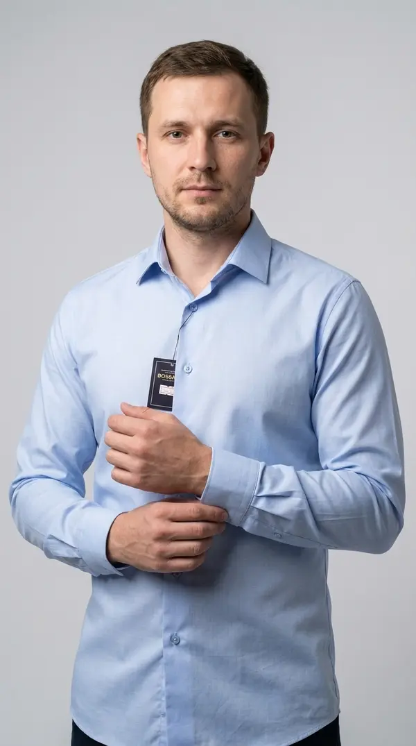 Мужская приталенная рубашка Slim Fit (Light Blue)