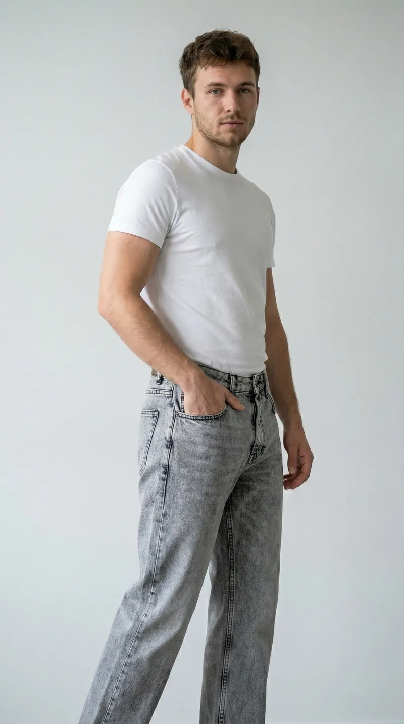 Мужские джинсы LIGHT GREY (Светло-серый вареный деним)