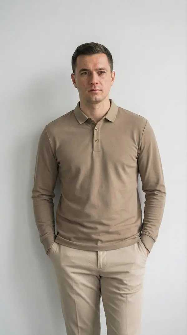 Мужское бежевое поло BOSSADO (Песочный меланж)