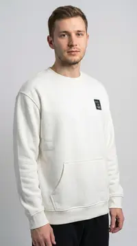 Мужской белый свитшот с карманом view 1