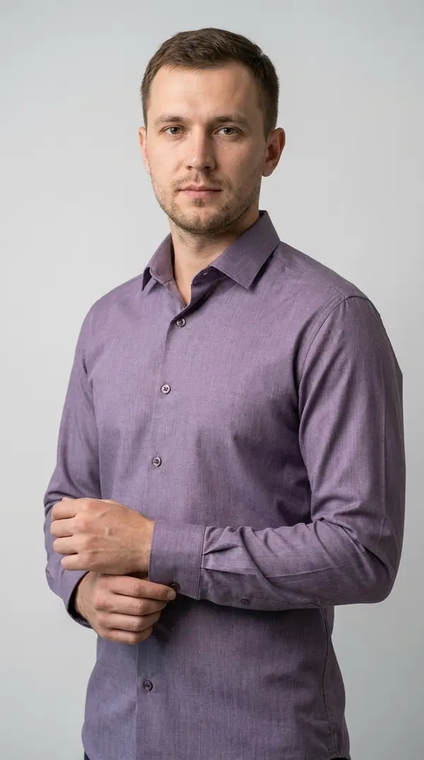 Мужская приталенная рубашка Slim Fit (Lavender Melange)