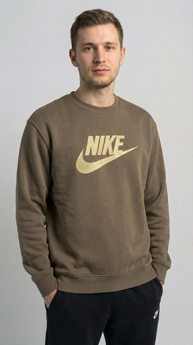 Мужской свитшот Nike Style (Оливковый меланж)