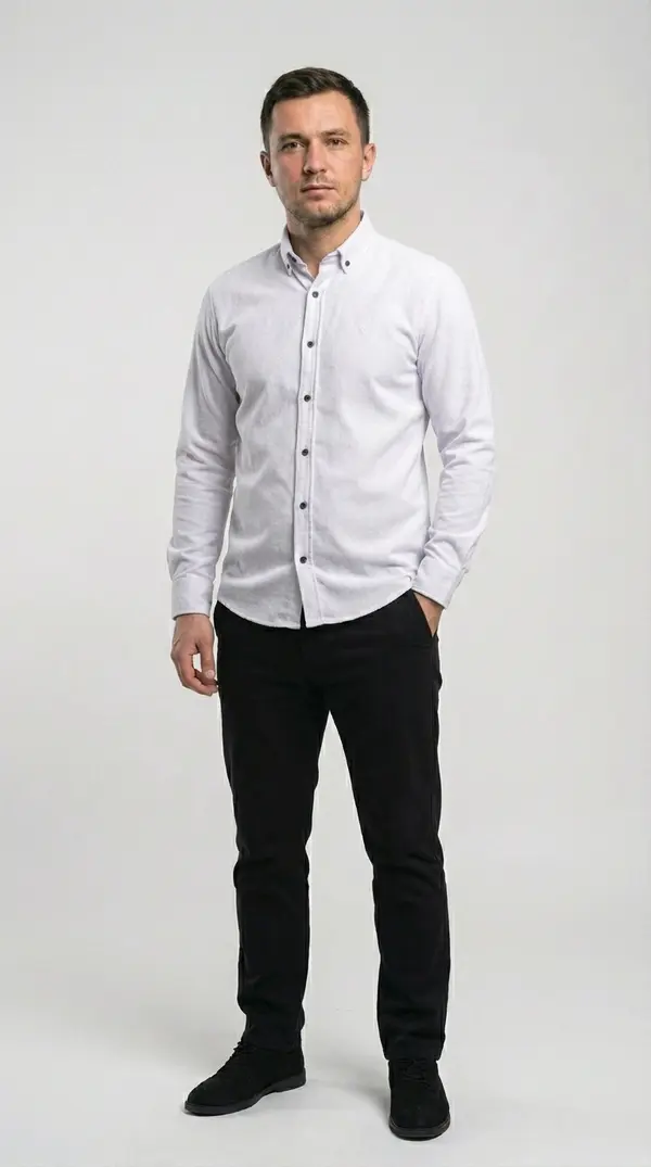 Мужская приталенная вельветовая рубашка (White Corduroy)