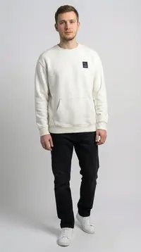 Мужской белый свитшот с карманом view 2