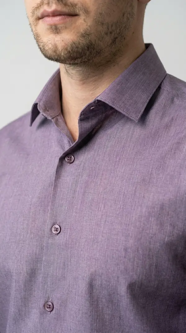 Мужская приталенная рубашка Slim Fit (Lavender Melange)