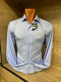 Мужская приталенная рубашка Slim Fit (Light Blue) view 3